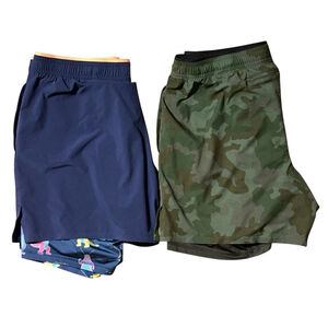 Chubbies Training Shorts Lot x2 Navy Camo 5.5” Lined Large Gym Wicking Running